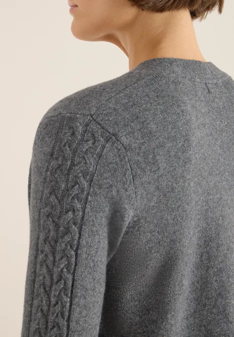 Cardingan mit Strickdetails flint grey melange