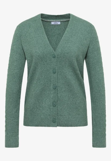 Cardingan mit Strickdetails jewel green melange