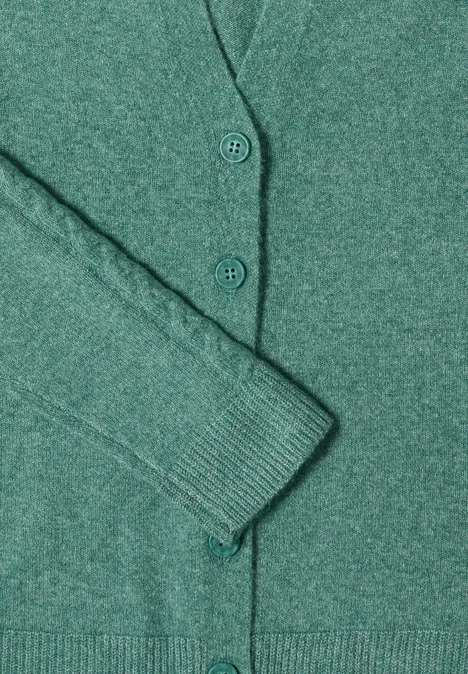 Cardingan mit Strickdetails jewel green melange