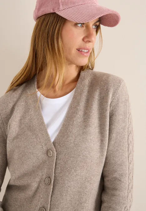 Cardingan mit Strickdetails toffee cream melange