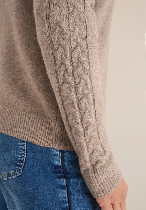 Cardingan mit Strickdetails toffee cream melange