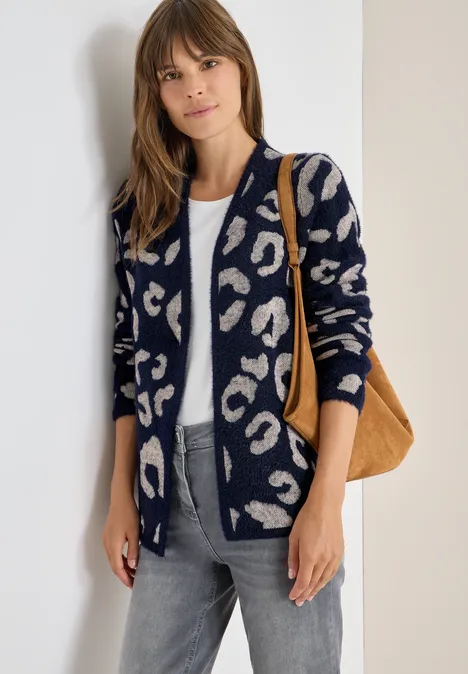 Offener Federgarn Cardigan urban dark blue