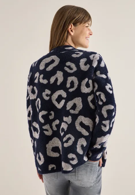 Offener Federgarn Cardigan urban dark blue