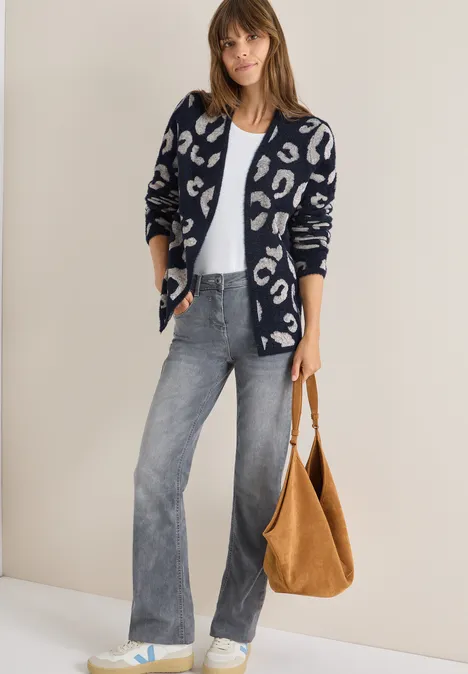Offener Federgarn Cardigan urban dark blue