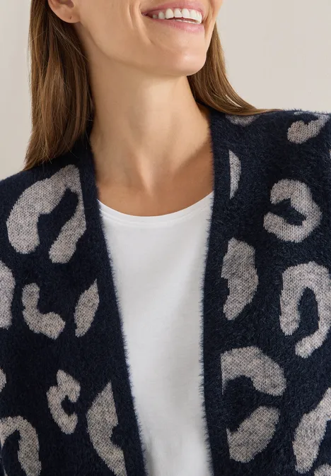 Offener Federgarn Cardigan urban dark blue