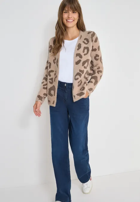 Offener Federgarn Cardigan sandalwood beige
