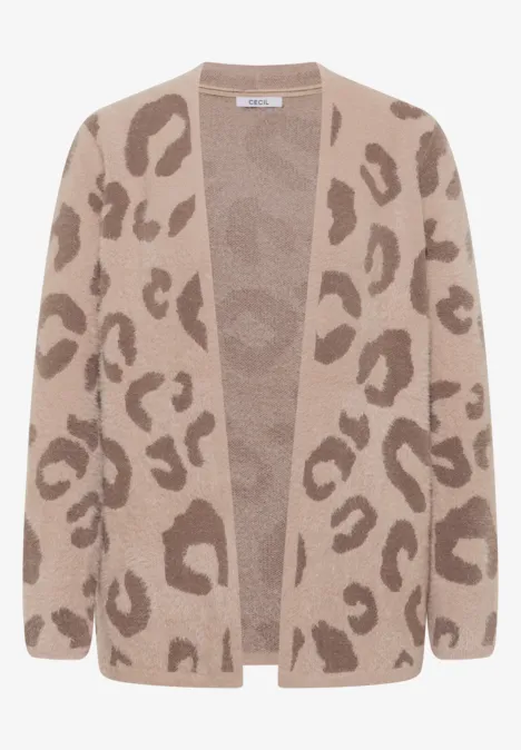 Offener Federgarn Cardigan sandalwood beige