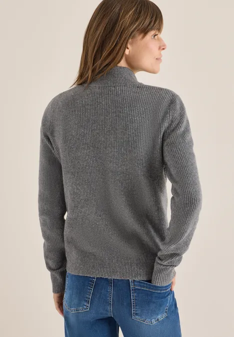 Cosy Cardigan mit Zipper flint grey melange