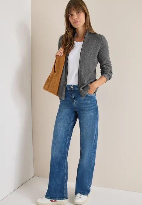 Cosy Cardigan mit Zipper flint grey melange