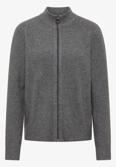 Cosy Cardigan mit Zipper flint grey melange