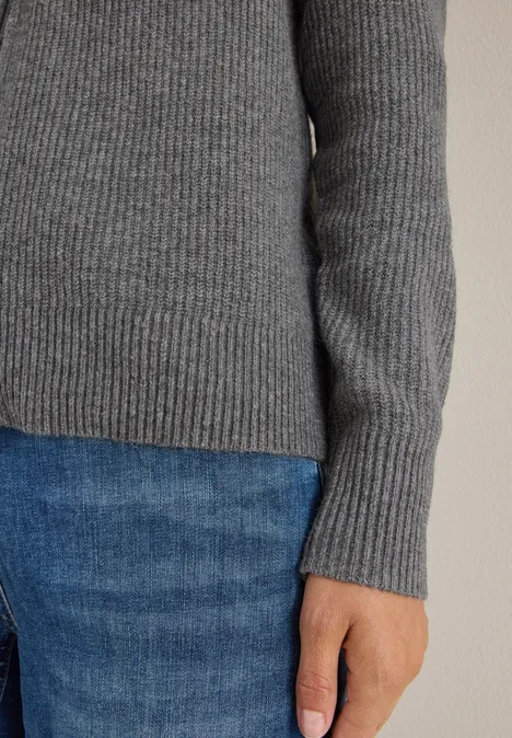 Cosy Cardigan mit Zipper flint grey melange