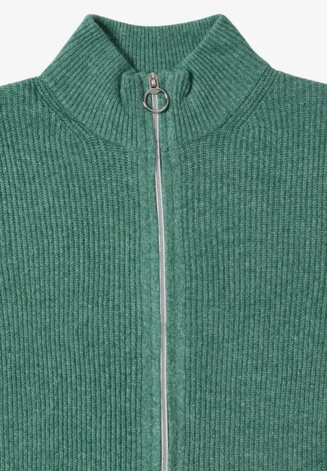 Cosy Cardigan mit Zipper jewel green melange