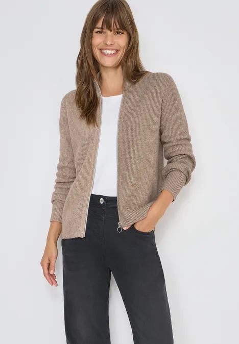 Cosy Cardigan mit Zipper toffee cream melange