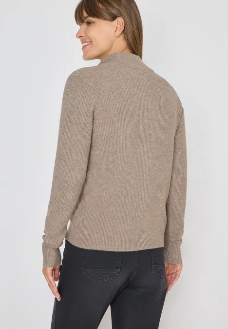 Cosy Cardigan mit Zipper toffee cream melange