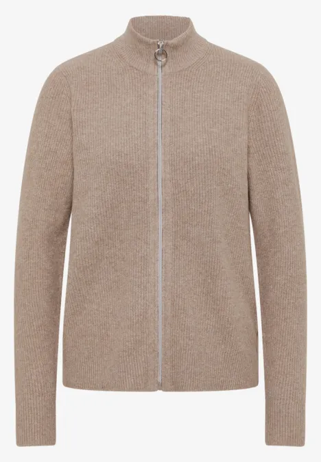 Cosy Cardigan mit Zipper toffee cream melange