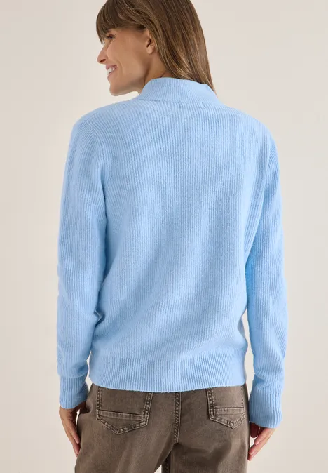 Cosy Cardigan mit Zipper sporty light blue melange