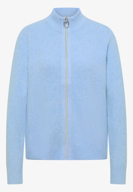 Cosy Cardigan mit Zipper sporty light blue melange
