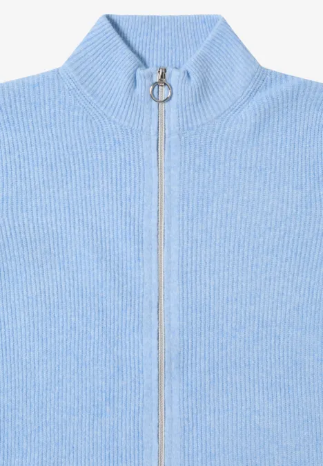 Cosy Cardigan mit Zipper sporty light blue melange