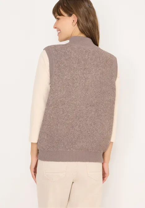 Softe Bouclé Strickweste chocolate mousse melange