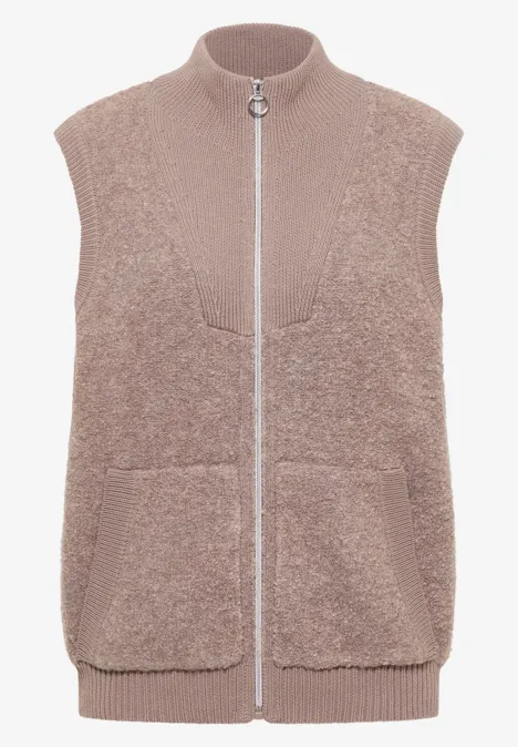 Softe Bouclé Strickweste chocolate mousse melange