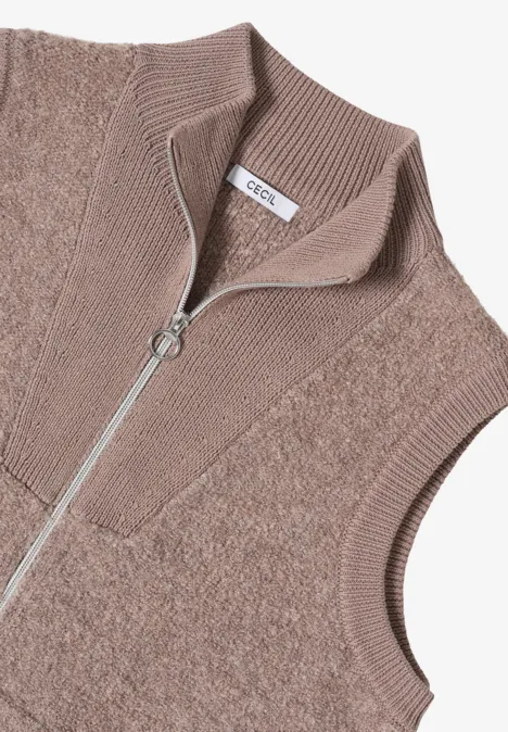 Softe Bouclé Strickweste chocolate mousse melange