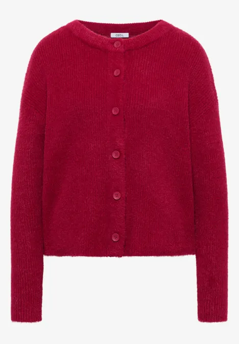 Federgarn Ripp-Strickjacke beaujolais red