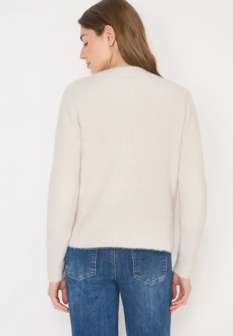 Federgarn Ripp-Strickjacke light greige