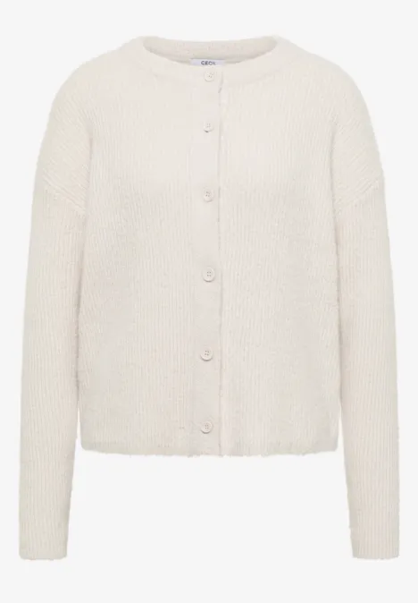 Federgarn Ripp-Strickjacke light greige