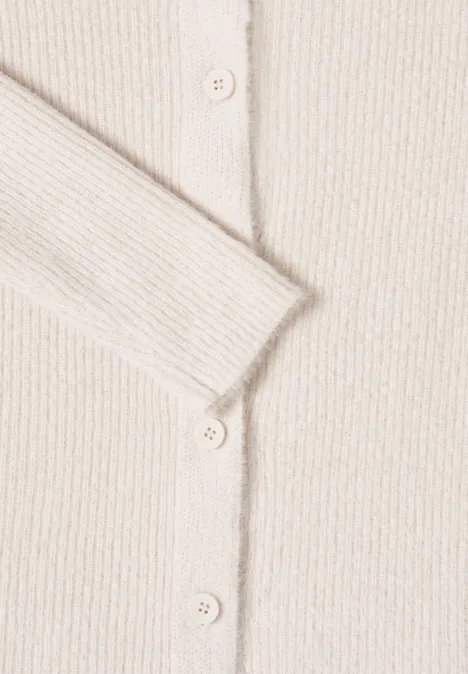 Federgarn Ripp-Strickjacke light greige