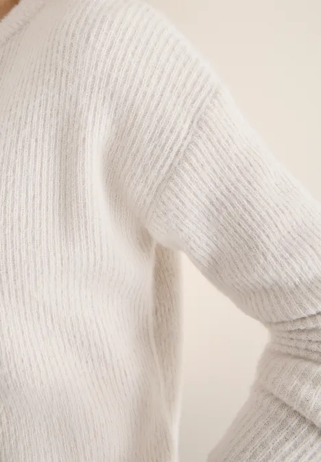 Federgarn Ripp-Strickjacke light greige