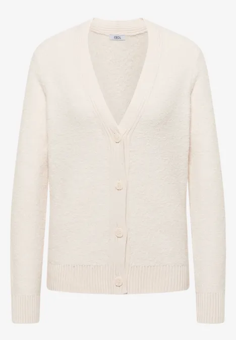 Zacht bouclé vest light greige