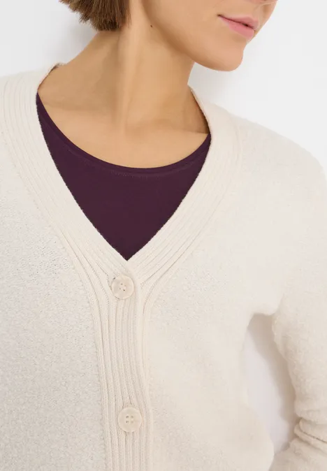 Zacht bouclé vest light greige