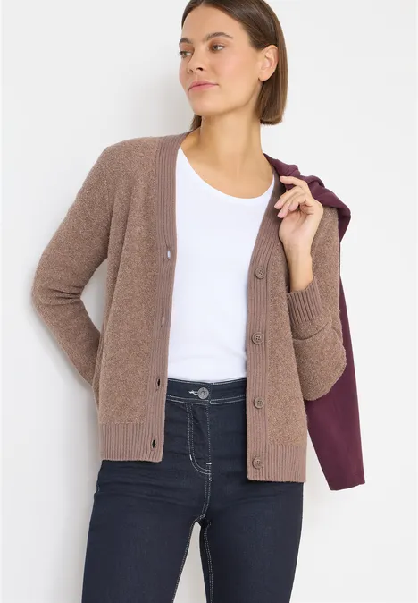 Softer Bouclé Cardigan chocolate mousse melange Softer Bouclé Cardigan chocolate mousse melange