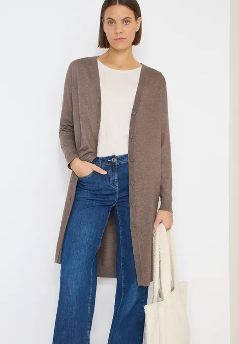 Langer Cardigan chocolate mousse melange Langer Cardigan chocolate mousse melange