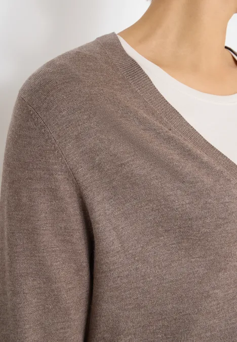 Langer Cardigan chocolate mousse melange Langer Cardigan chocolate mousse melange