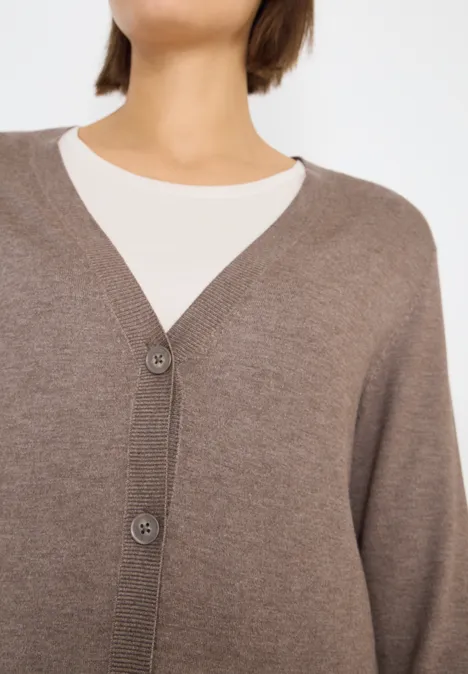 Langer Cardigan chocolate mousse melange Langer Cardigan chocolate mousse melange