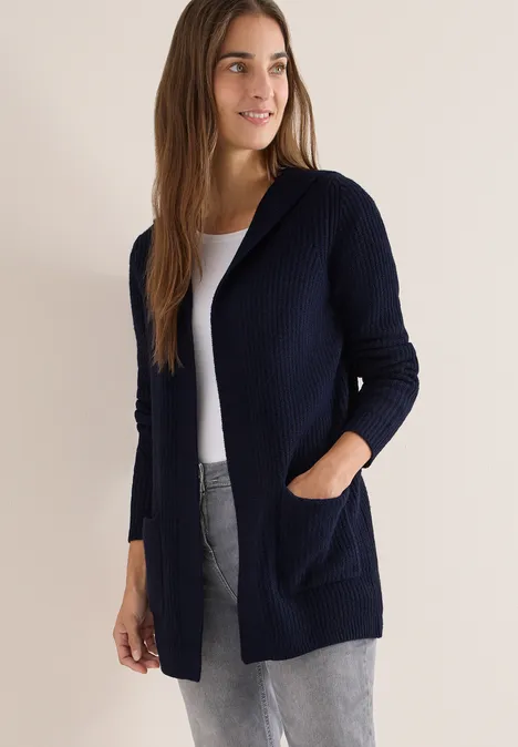 Strickjacke mit Kapuze urban dark blue