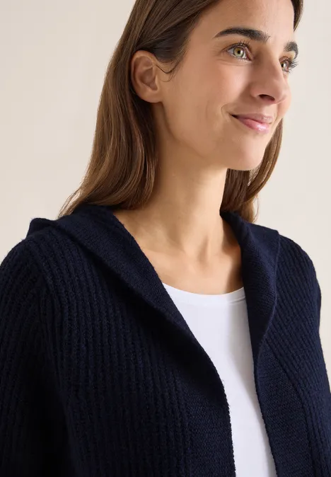 Strickjacke mit Kapuze urban dark blue