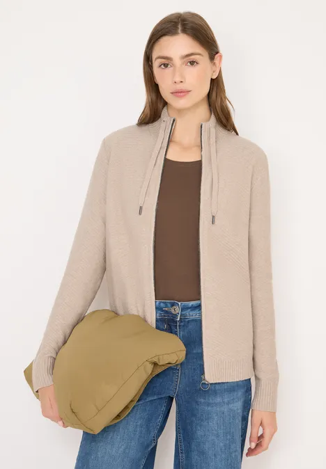 Vest met opstaande kraag sandalwood beige melange