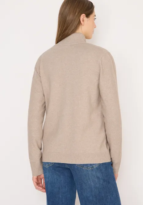 Vest met opstaande kraag sandalwood beige melange