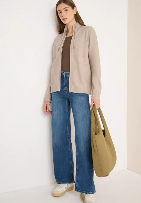 Vest met opstaande kraag sandalwood beige melange