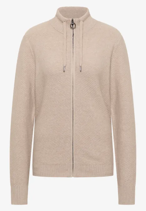 Vest met opstaande kraag sandalwood beige melange
