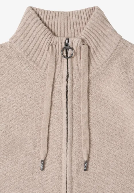 Vest met opstaande kraag sandalwood beige melange