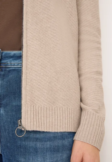 Vest met opstaande kraag sandalwood beige melange