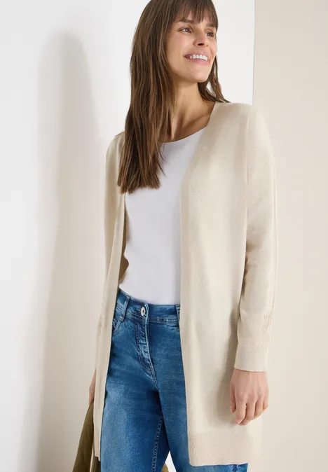 Lang basisvest egg beige melange