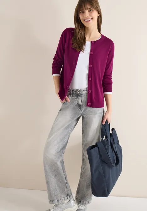 Basic Cardigan magenta purple Basic Cardigan magenta purple