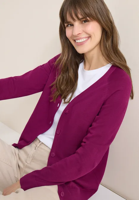 Basic Cardigan magenta purple Basic Cardigan magenta purple