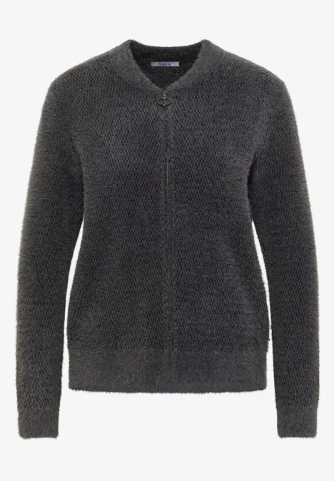 Jacquard Cardigan mit Zipper Black Jacquard Cardigan mit Zipper Black
