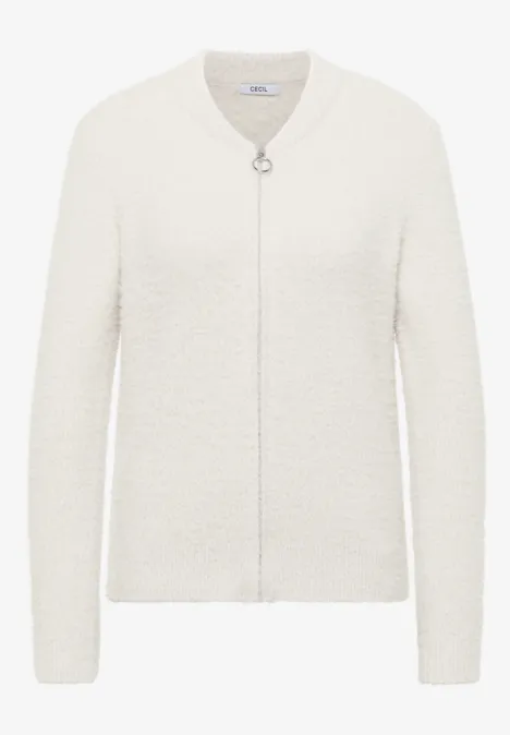 Jacquard Cardigan mit Zipper light greige