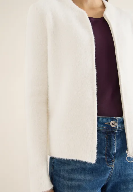 Jacquard Cardigan mit Zipper light greige